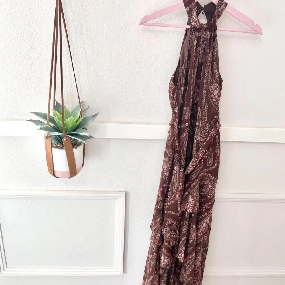 Petal + Pup Women's Tia Dress Size 2 Brown Paisley Floral Midi - Picture 2 of 9